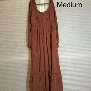 Chic Long Sleeve Mauve Maxi Dress